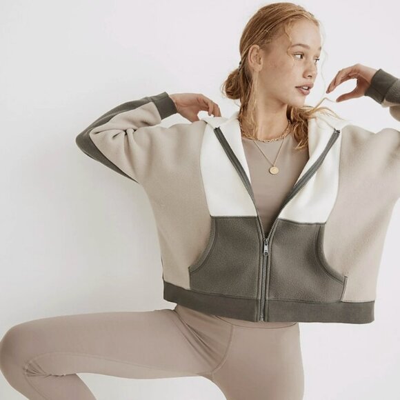 Madewell Sweaters - Madewell MWL Colorblock Zip Hoodie Sweatshirt, Size Small
